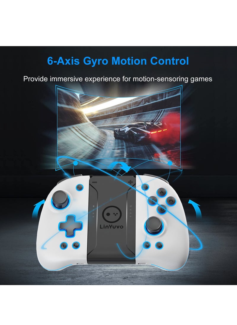 LinYuvo - KS47 Wireless Joy Pad Controller for Switch/OLED with 8 Colors Adjustable LED,Hall Effect Joysitck/Back Map on/Turbo(White) - Image 1