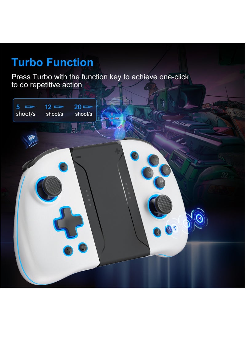 LinYuvo KS47 Wireless Joy Pad Controller for Switch/OLED with 8 Colors Adjustable LED,Hall Effect Joysitck/Back Map on/Turbo(White)  - Image 3