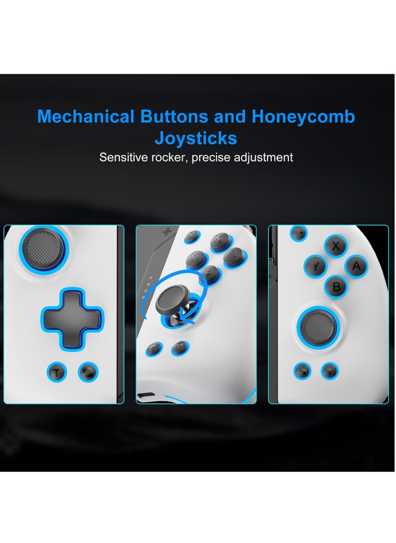 LinYuvo - KS47 Wireless Joy Pad Controller for Switch/OLED with 8 Colors Adjustable LED,Hall Effect Joysitck/Back Map on/Turbo(White) - Image 1