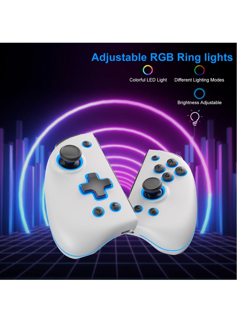 LinYuvo - KS47 Wireless Joy Pad Controller for Switch/OLED with 8 Colors Adjustable LED,Hall Effect Joysitck/Back Map on/Turbo(White) - Image 1