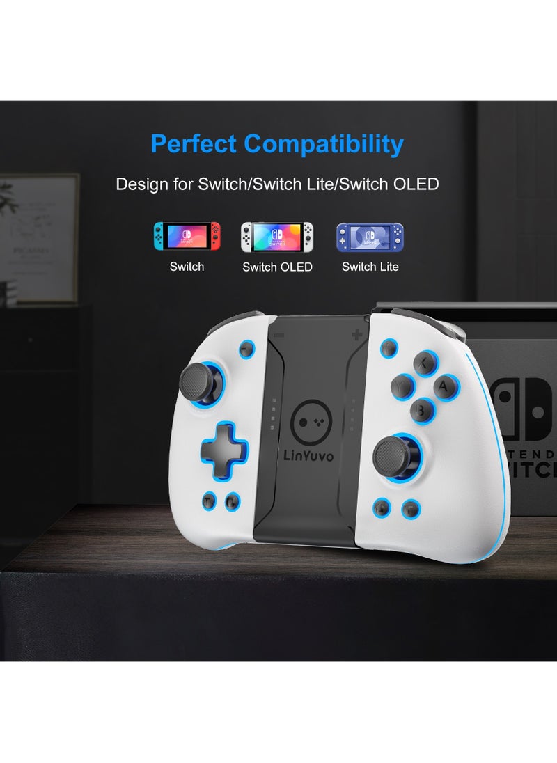 LinYuvo - KS47 Wireless Joy Pad Controller for Switch/OLED with 8 Colors Adjustable LED,Hall Effect Joysitck/Back Map on/Turbo(White) - Image 1