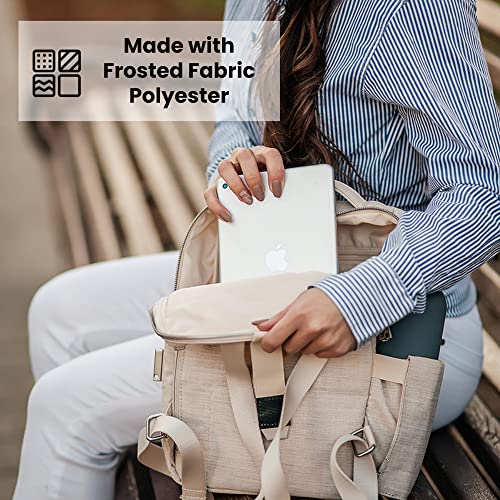 Nordace Siena II Mini Smart Backpack for Everyday Use with USB Charging Port, Water Resistant - Sleek Laptop Backpack for Daily Tasks, Work, and Casual Adventures (Beige) - Image 5