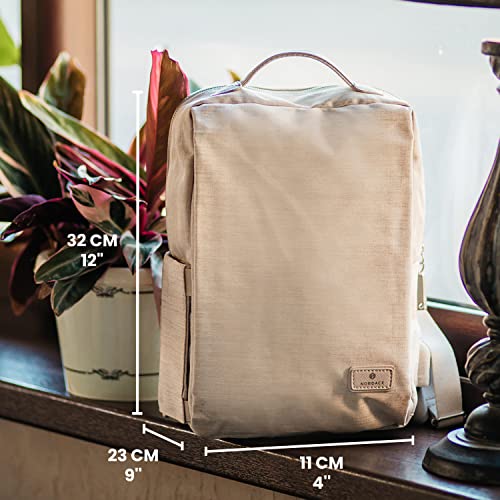 Nordace Siena II Mini Smart Backpack for Everyday Use with USB Charging Port, Water Resistant - Sleek Laptop Backpack for Daily Tasks, Work, and Casual Adventures (Beige) - Image 2