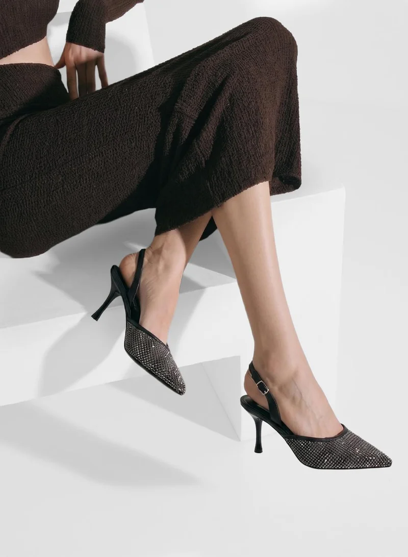 Steve Madden BLACK Rhinestones and Nappa PU Pumps for Women | Best Price UAE