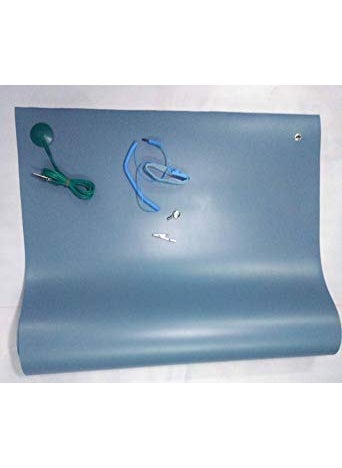 SupremeESD Safe Anti Static Table Mat Pvc 3 Layer Blue Thickness 2mm Size 3 ft x 2 ft With On 4 Corner Button