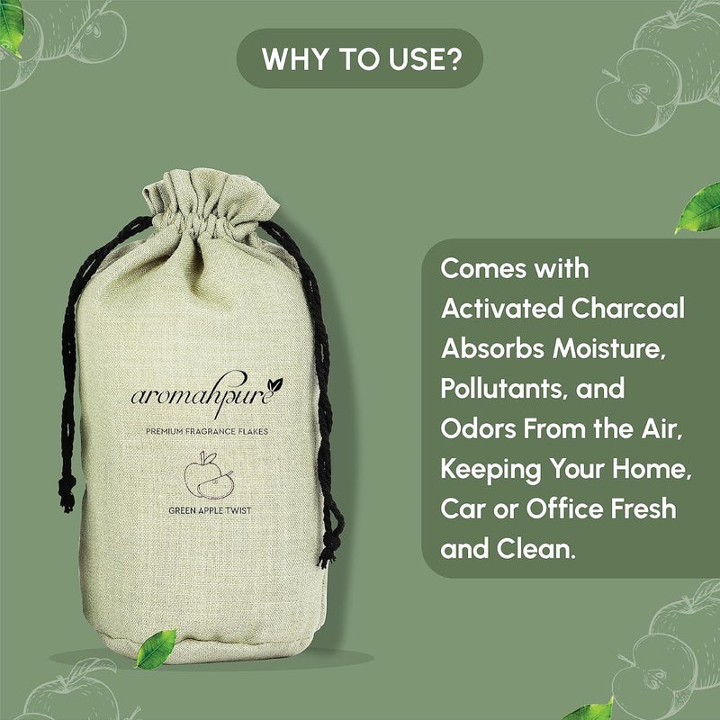 aromahpure Aromahpure Premium Home Perfume Flakes with Activated Charcoal Air Purifier with Fresh Fragrances Green Apple Twist Green Apple 100 gm Home Air Freshener Use in Home Kitchen Wardrobe  - Image 3