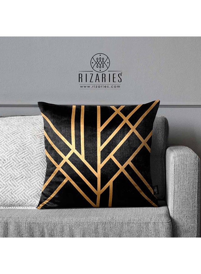 RIZARIES SuperSoft Black Art Deco Throw Cushion  - Image 1