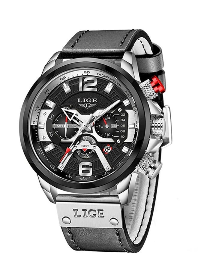 لييج ​​ساعة ليجي الرياضية الرجالية العصرية - تصميم عصري بدرجات الفضي والأسود، عرض متعدد الوظائف، مقاومة للماء حتى 30 متر، حركة كوارتز، ستايل رياضي عصري للاستخدام اليومي والمناسبات العادية​​ - Image 2