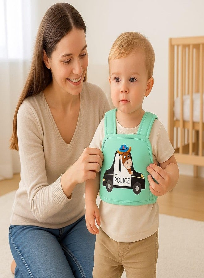 DTR Creation Baby Carrier with Cute Cow Police Car Design | Soft Adjustable Infant Toddler Harness | Ergonomic Baby Holder for Travel, Outdoor & Daily Use (Mint Green) - Image 4