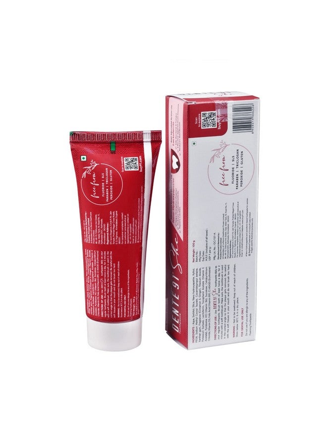 DENTE91 Dente91 SHE Toothpaste Specially Crafted for Women, Remove Plaque Contains Folic Acid & Vitamins (B6, E, D3), Cinnamon & Ginger Flavour, Free from SLS, Fluoride & Paraben 100g (Pack of 1)  - Image 2