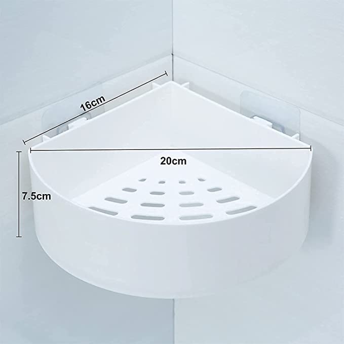 ARTO ABS Heavy Plastic Multipurpose Kitchen Bathroom Wall Holder Storage Rack Corner Shelf with Magic Strong Sticker Pair - Image 3