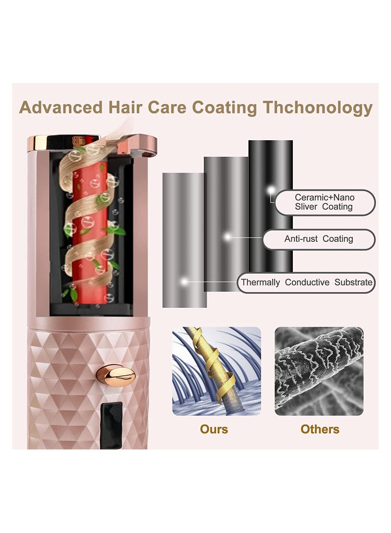Rechargeable Wireless USB Automatic Hair Curler Rose Gold - Image 2
