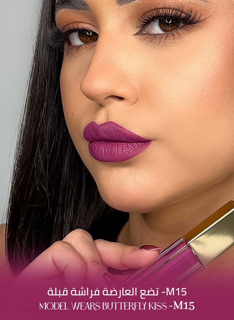 Oulac Matte Liquid Purple Lipstick for Women, Creamy Matte Texture Lip Gloss, Waterproof, Non-Stick Cup, Extra-Pigmented Lip Tint Stain with Vitamin E & Rose Oil, Vegan, Cruelty-Free - M15 Butterfly
Kiss - Image 3