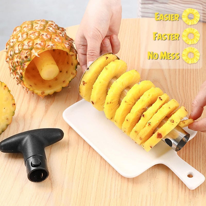 Showvigor Pineapple Corer and Slicer Tool, Stainless Steel Pineapple Core Remover Tool, Stainless Steel Pineapple Cutter for Home Kitchen with Sharp Blade for Diced Fruit Rings - Image 4