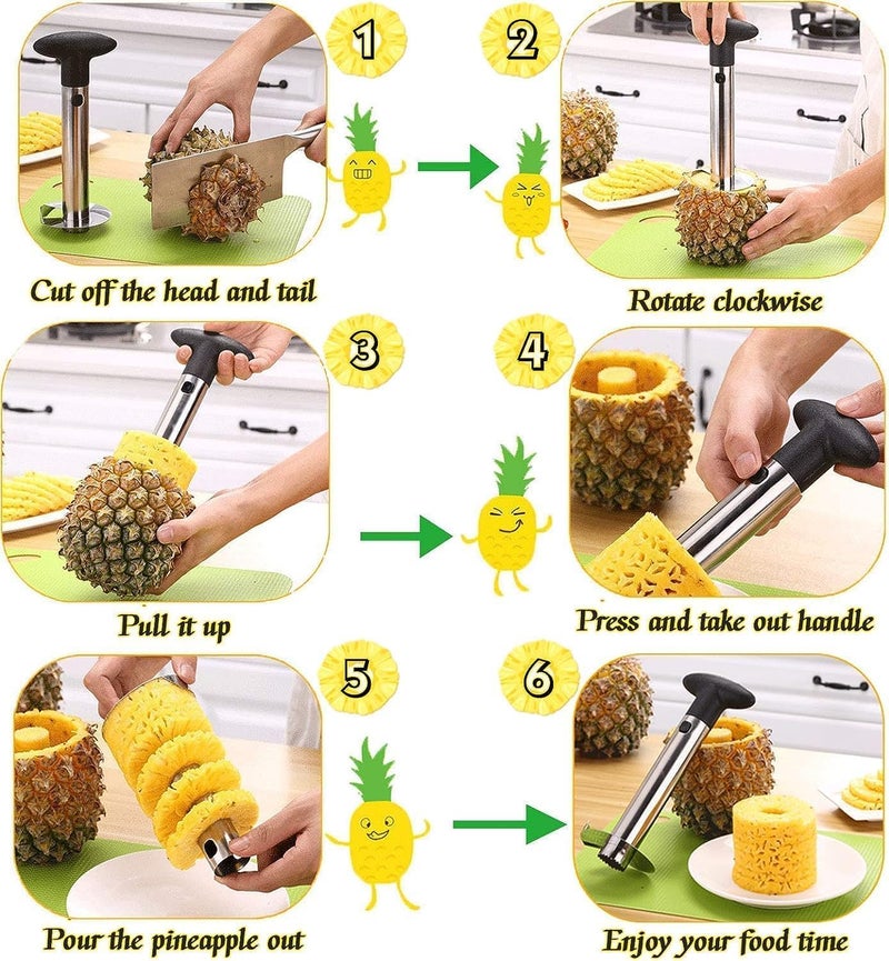 Showvigor Pineapple Corer and Slicer Tool, Stainless Steel Pineapple Core Remover Tool, Stainless Steel Pineapple Cutter for Home Kitchen with Sharp Blade for Diced Fruit Rings - Image 2