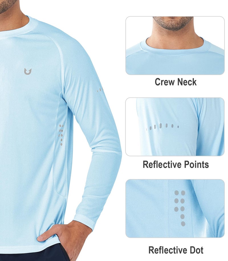 NORTHYARD Men's Sun Protection Shirts UPF 50+ Long Sleeve Swim Rash Guard Shirt Running Workout Athletic Hiking UV Fishing SkyBlue XL - Image 4