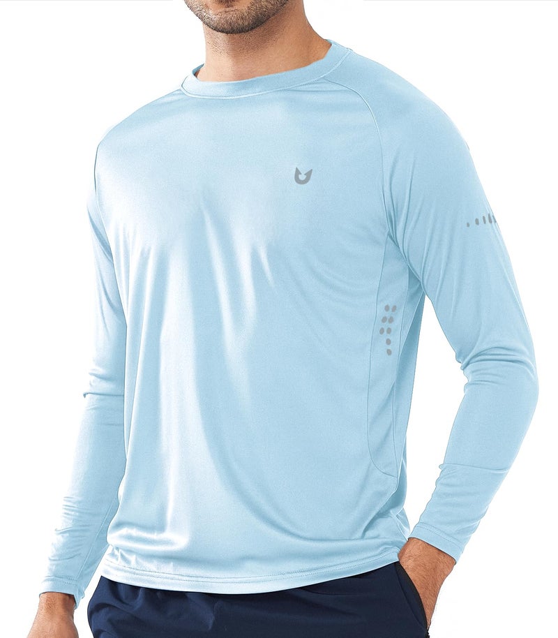 NORTHYARD Men's Sun Protection Shirts UPF 50+ Long Sleeve Swim Rash Guard Shirt Running Workout Athletic Hiking UV Fishing SkyBlue XL - Image 1