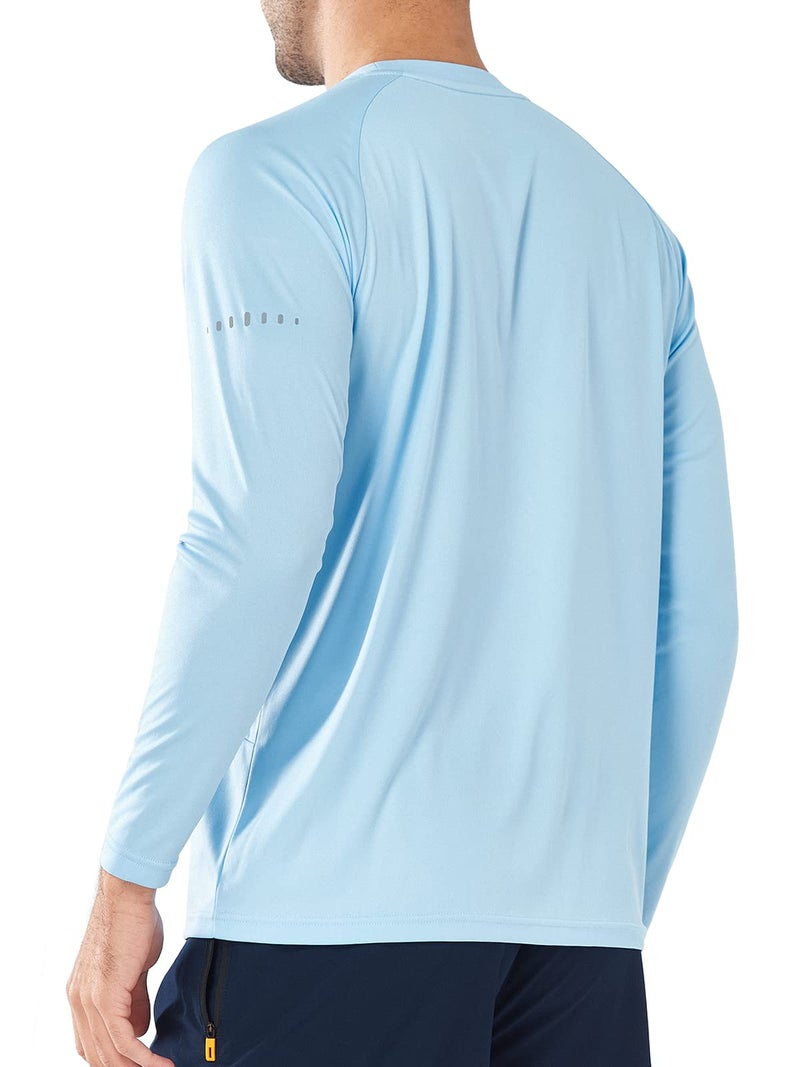 NORTHYARD Men's Sun Protection Shirts UPF 50+ Long Sleeve Swim Rash Guard Shirt Running Workout Athletic Hiking UV Fishing SkyBlue XL - Image 2