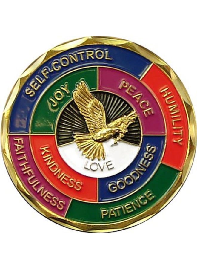 Eagle Crest Jesus Christ Bible Religious "Fruit Of The Spirit..." Galatians 5:22-23 - Good Luck Double Sided Collectible Challenge Pewter Coin - Image 2