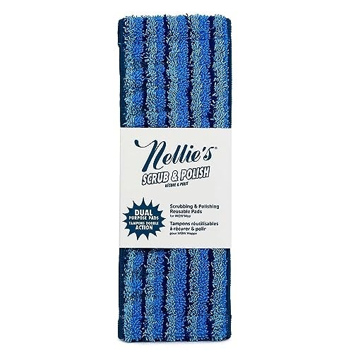 Nellie's Scrub & Polish Pads - Microfiber Design for Wow Mop & Wow Too - Dual Purpose Scrub & Polish System - Reusable Pads for Effortless Floor Cleaning - Machine Washable & Fragrance-Free Care - Image 1