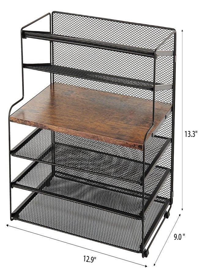 OPNICE 6-Tier Letter Tray Paper Organizer, Desk Organizers and Accessories, Desktop File Organizer, Office Desk Accessories for Office Supplies (Wood Brown) - Image 4