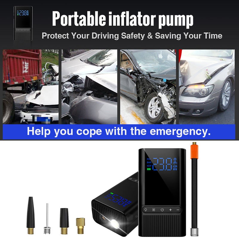 Air pump M09 Upgrade Version 4000mAh Car Tire Inflator Wireless Digital Portable Air Compressor Pump LED Lamp Rechargeable - Image 2