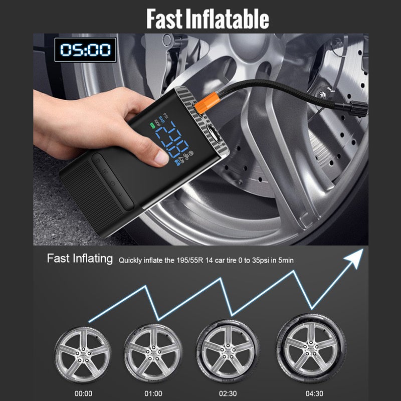 Air pump M09 Upgrade Version 4000mAh Car Tire Inflator Wireless Digital Portable Air Compressor Pump LED Lamp Rechargeable - Image 4