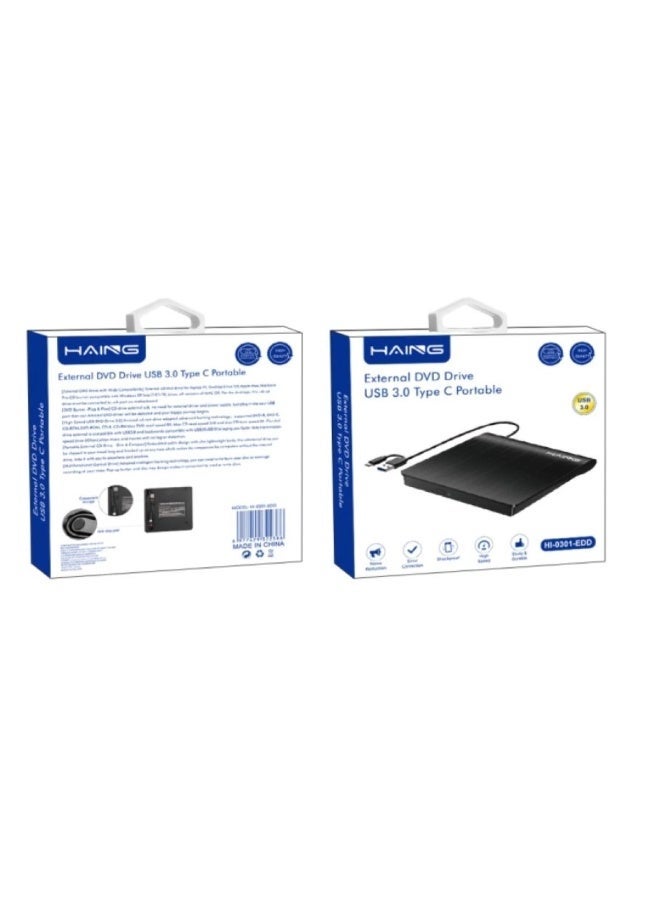 Haing Portable External DVD Drive USB 3.0 Type-C - Image 2