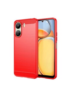 HuHa Case Cover For Xiaomi Redmi 13C 5G Brushed Texture Carbon Fiber TPU Phone Case Red 