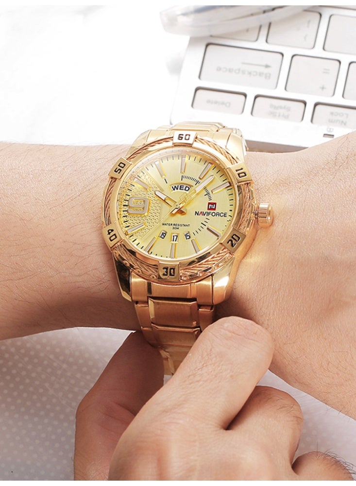 نافيفورس ساعات رجالية عصرية أنيقة، ساعة يد كوارتز مزودة بتقويم، ساعة يد رجالية أنيقة للعمل، مصنوعة من الفولاذ المقاوم للصدأ، مقاومة للماء، موديل NF9117L - Image 2