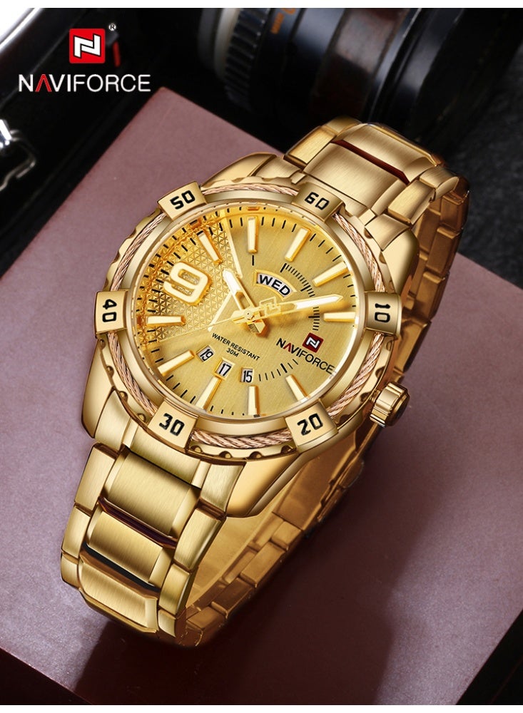 نافيفورس ساعات رجالية عصرية أنيقة، ساعة يد كوارتز مزودة بتقويم، ساعة يد رجالية أنيقة للعمل، مصنوعة من الفولاذ المقاوم للصدأ، مقاومة للماء، موديل NF9117L - Image 1