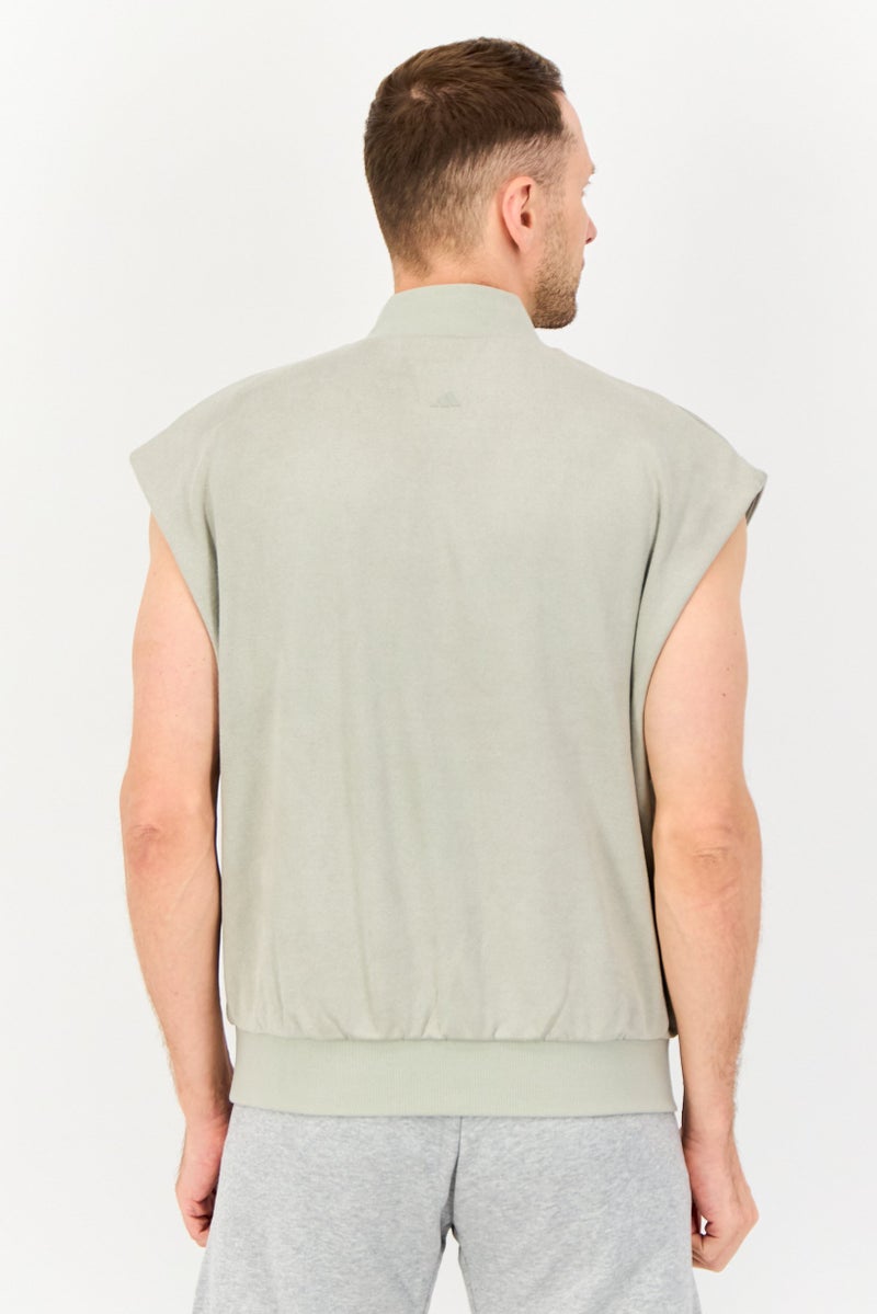 Adidas Men Sportswear Fit Sleeveless Basketball Sweatshirt, Grey - Image 3