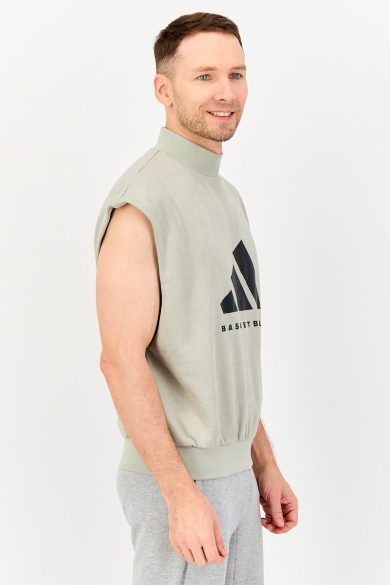 Adidas Men Sportswear Fit Sleeveless Basketball Sweatshirt, Grey - Image 2