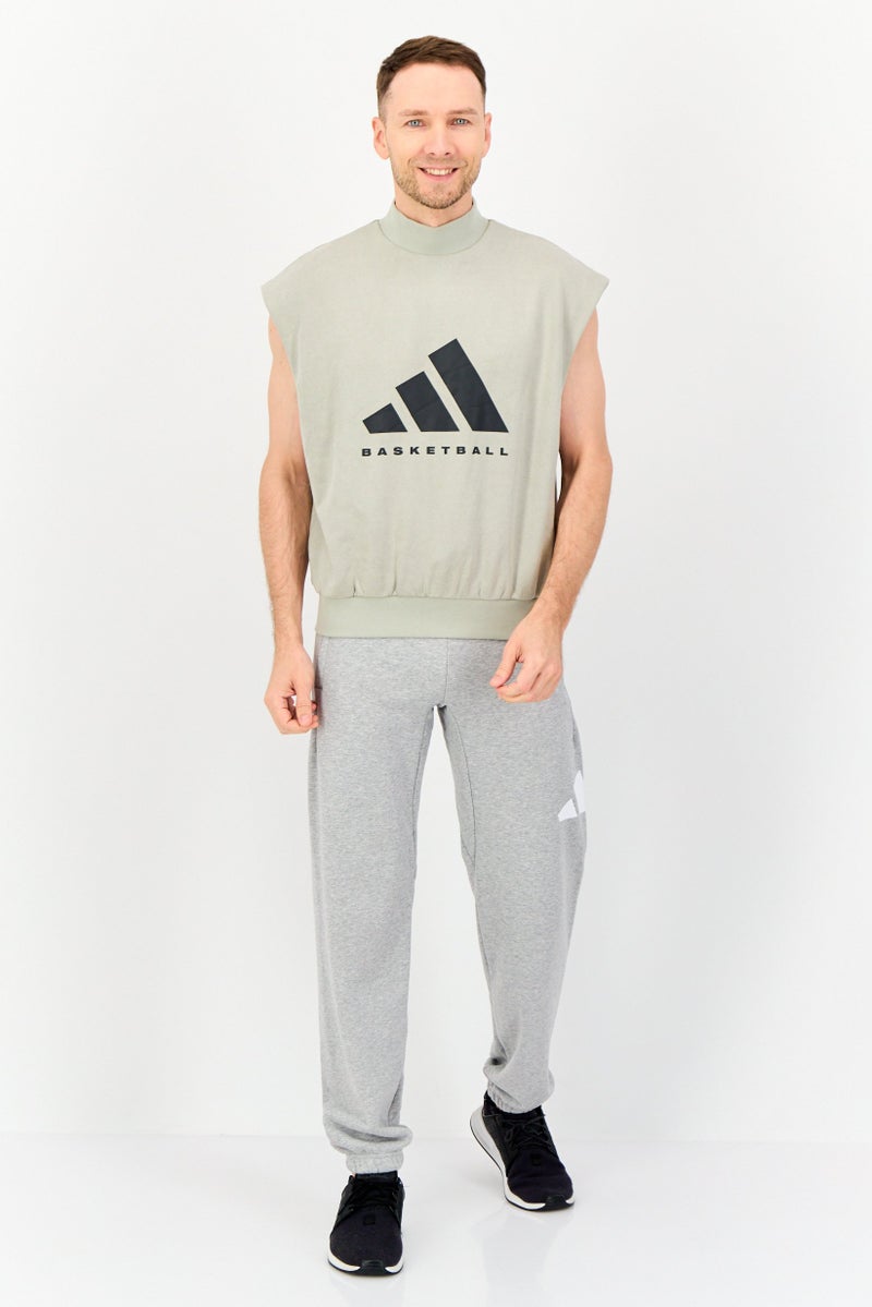 Adidas Men Sportswear Fit Sleeveless Basketball Sweatshirt, Grey - Image 4