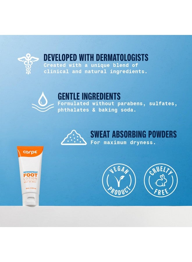Carpe Carpe Antiperspirant Foot Lotion 3 Tubes WITH FREE APPLICATOR, A dermatologist-recommended solution to stop sweaty, smelly feet, Helps prevent blisters, Great for hyperhidrosis - Image 1