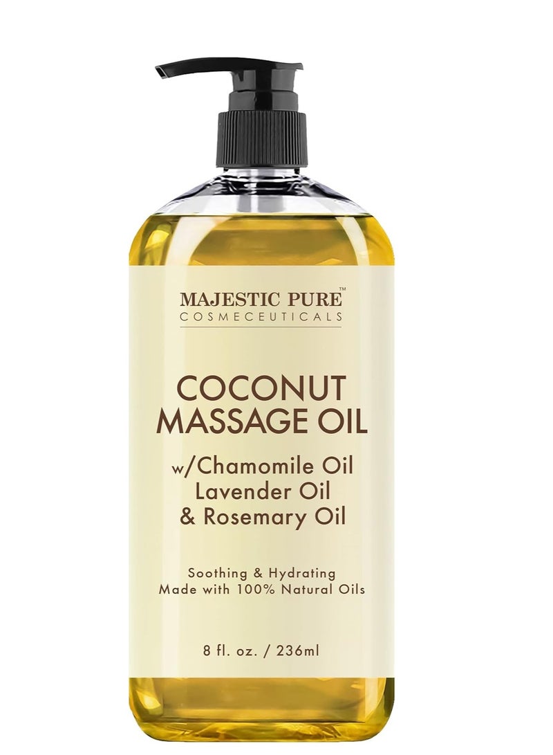 Majestic Pure MAJESTIC PURE Coconut Massage Oil - Huge 236ml | Ultra-Glide Formula with Soothing Aroma | Natural Oils for Massage Therapy & Pain Relief | Suitable for All Skin Types - Men & Women  - Image 1