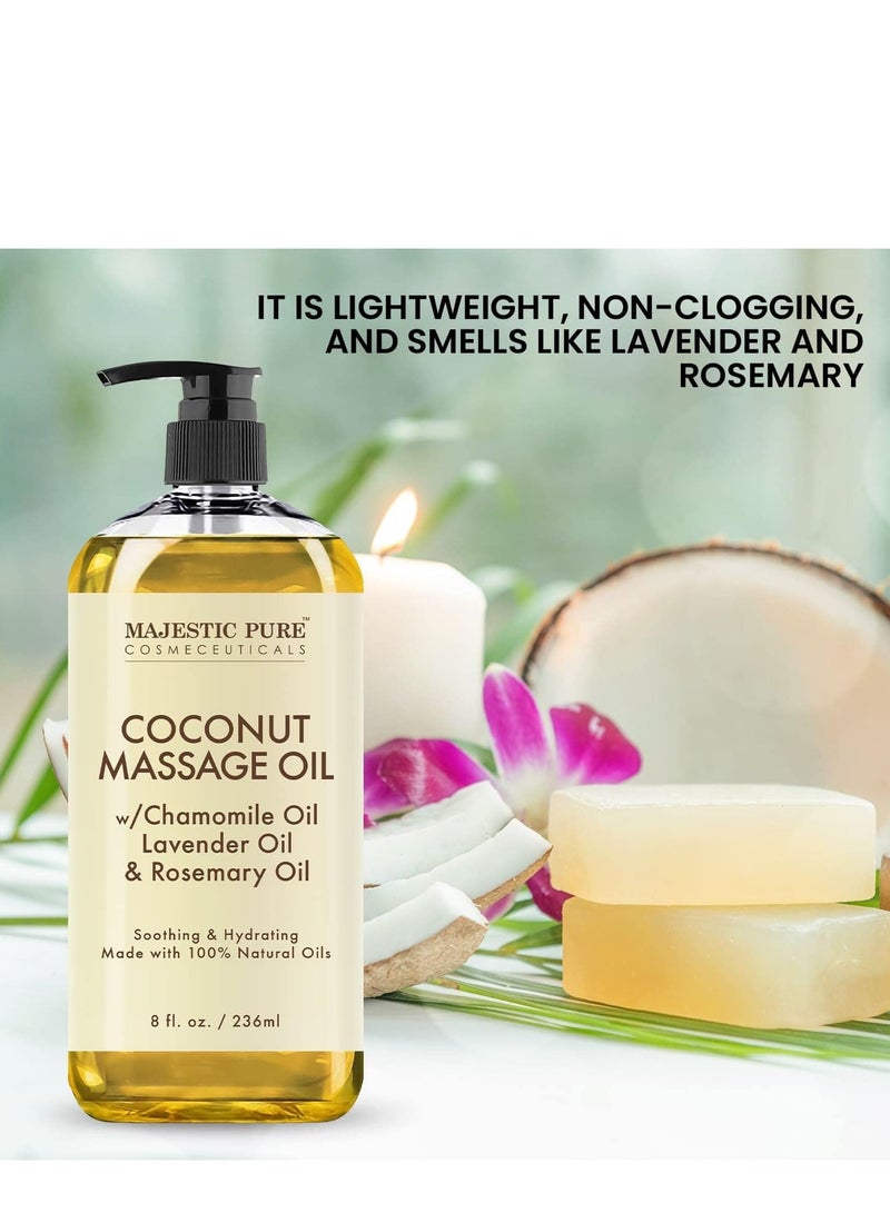 Majestic Pure MAJESTIC PURE Coconut Massage Oil - Huge 236ml | Ultra-Glide Formula with Soothing Aroma | Natural Oils for Massage Therapy & Pain Relief | Suitable for All Skin Types - Men & Women  - Image 3