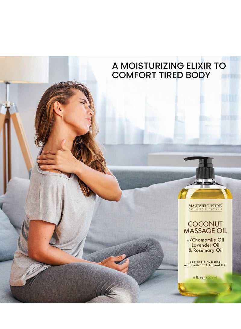 Majestic Pure MAJESTIC PURE Coconut Massage Oil - Huge 236ml | Ultra-Glide Formula with Soothing Aroma | Natural Oils for Massage Therapy & Pain Relief | Suitable for All Skin Types - Men & Women  - Image 5
