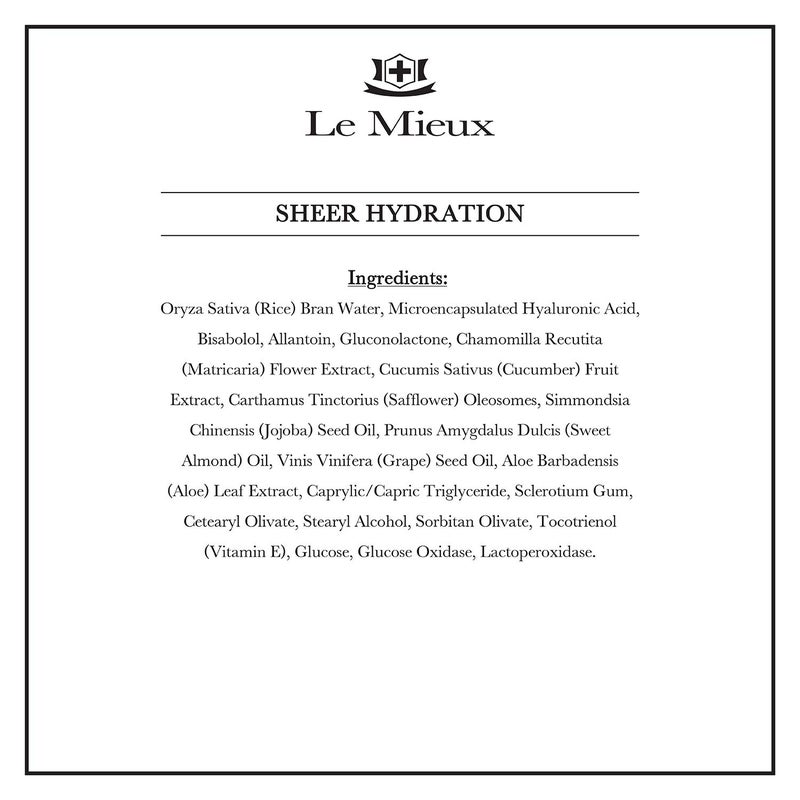 Le Mieux Sheer Hydration - Whipped Gel Cream Face Moisturizer with Micro-Encapsulated Hyaluronic Acid, Lightweight Facial Lotion for Oily & Combination Skin Types (2.5 oz / 75 ml)