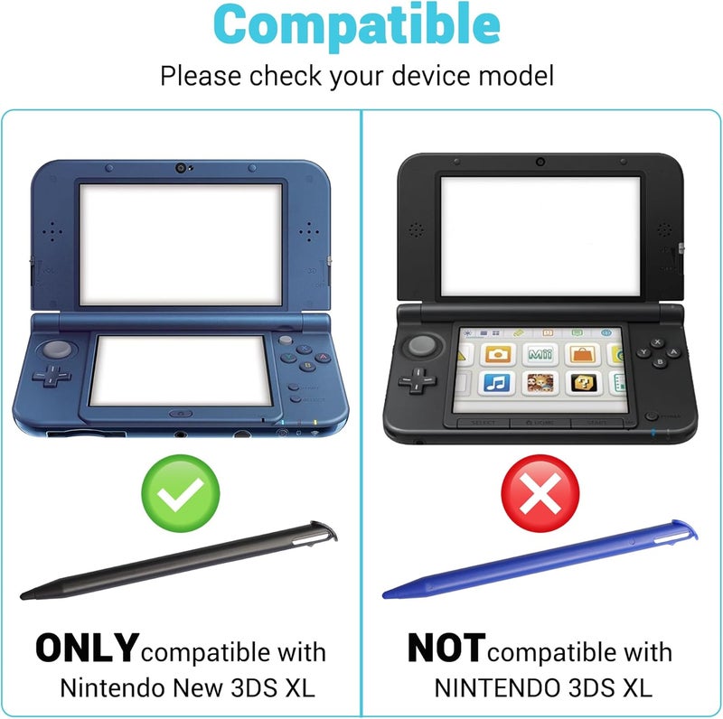 أقلام ستايلوس لجهاز New 3DS XL، أقلام ستايلوس بديلة متوافقة مع نينتندو New 3DS XL، مجموعة أقلام لمس 4 في 1 متعددة الألوان - أسود، أبيض، أحمر، أزرق - Image 2