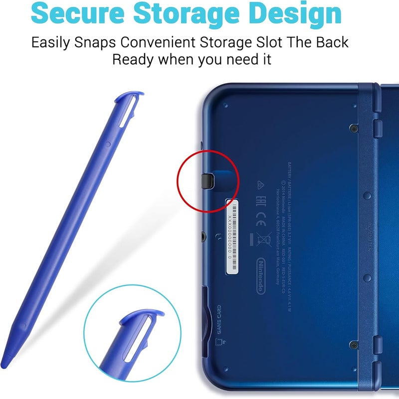 أقلام ستايلوس لجهاز New 3DS XL، أقلام ستايلوس بديلة متوافقة مع نينتندو New 3DS XL، مجموعة أقلام لمس 4 في 1 متعددة الألوان - أسود، أبيض، أحمر، أزرق - Image 4