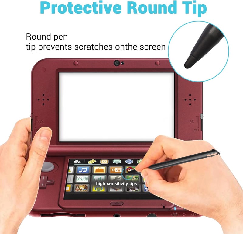 أقلام ستايلوس لجهاز New 3DS XL، أقلام ستايلوس بديلة متوافقة مع نينتندو New 3DS XL، مجموعة أقلام لمس 4 في 1 متعددة الألوان - أسود، أبيض، أحمر، أزرق - Image 5
