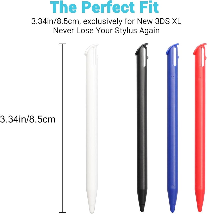 أقلام ستايلوس لجهاز New 3DS XL، أقلام ستايلوس بديلة متوافقة مع نينتندو New 3DS XL، مجموعة أقلام لمس 4 في 1 متعددة الألوان - أسود، أبيض، أحمر، أزرق - Image 3