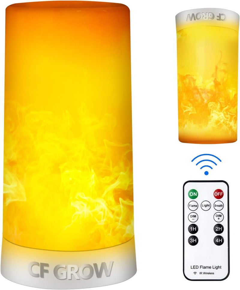 CFGROW LED Flame Effect Light, USB Rechargeable Outdoor Flame Table Lamp Waterproof Dimmable 4 Modes Lantern with Gravity Sensing Effect IR Wireless Remote&Timer, For Halloween Room Party Bar Decor - Image 1