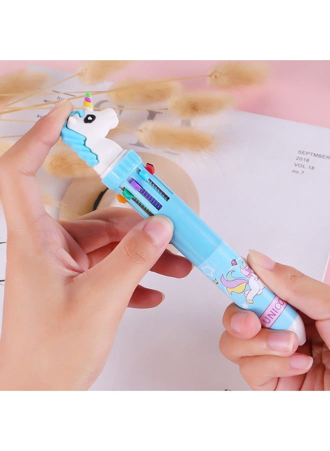 Autonomy Creative Stationery Ten Color Ballpoint Pen Cartoon Student Color Hand Account Pen Girl Heart Multi-color Press Ballpoint Pen - Image 4