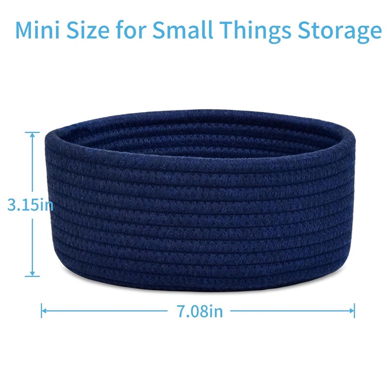 ABenkle 2 Pack Small Baskets Cotton Rope Woven Basket Cute Mini Tiny Storage Baskets Decorative Boho Basket for Nursery Living Room Bedroom Shelf Empty Gift Basket - Image 3
