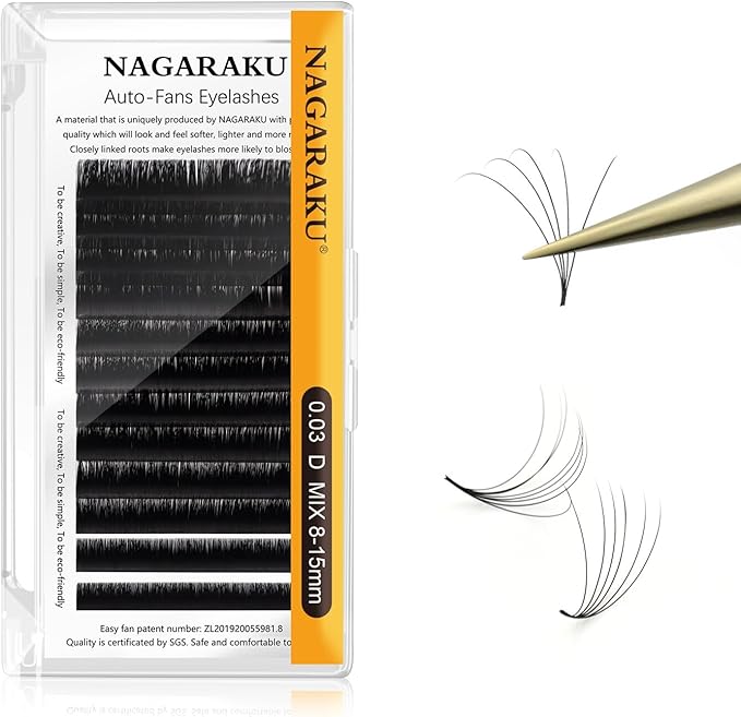 NAGARAKU رموش ناغاراكو الأوتوماتيكية بفان 2 طبقات حجم رموش صناعية 005 د كيرل 815 مم طول مختلط طبيعي محترف لوازم الرموش الكاذبة مجموعة 2D 3D 4D 5D 6D 10D روسي سهل الفتح - Image 1