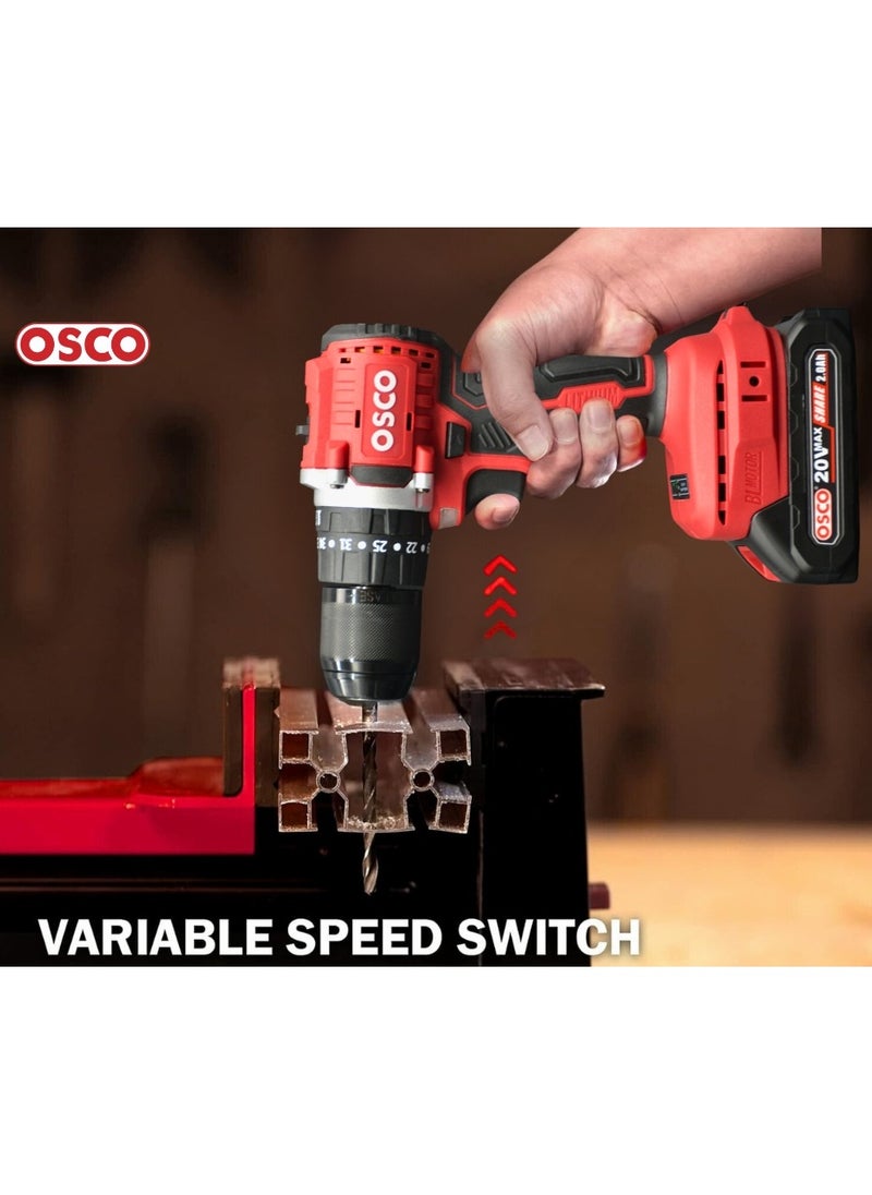 OSCO-TOOLS - The Osco Brushless Cordless Drill 20V with a 13mm chuck is a powerful tool designed for a wide range of drilling and fastening tasks, both for home and industrial use. - Image 1