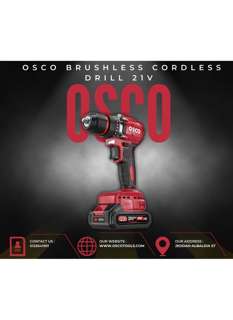 OSCO-TOOLS - The Osco Brushless Cordless Drill 20V with a 13mm chuck is a powerful tool designed for a wide range of drilling and fastening tasks, both for home and industrial use. - Image 1