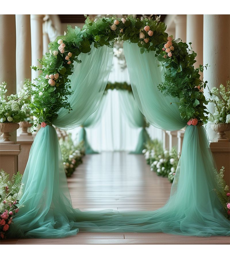 Light Green Sheer Fabric Roll 45x5000cm for Wedding Arch Party Backdrop Decor - Image 4
